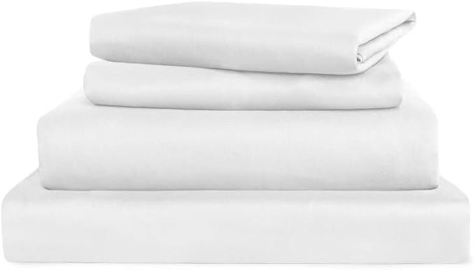 Extra Deep Pocket Air Mattress Twin Sheet Set White - 4 Piece Set Side Storage Pocket Fitted Sheet & Pillowcase & Flat Sheet - 16in to 24in Pillow Top Fits for Kids Air Bed Mattress
