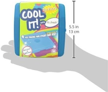 Cool Coolers by Fit & Fresh Slim Ice Packs, Quick Freeze, Space-Saving, Reusable Ice Packs for Lunch Boxes & Coolers