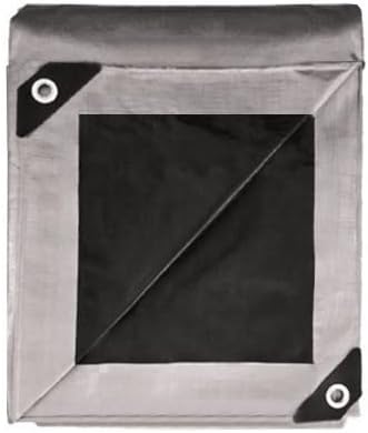 Tent Tarp, Waterproof, Heavy Duty Cover for Swimming Pool, Camping, Truck, Car, Tents, Roof, Boat or Furniture, UV and Tear Resistant, Indoor/Outdoor Silver and Black Tarp, 10' x 12'