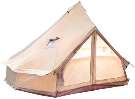S'More Canvas Family Camping Tent - 4-5 Person, 4 Season Glamping Tent with Stove Jack and Windproof, Weather Resistant Bell