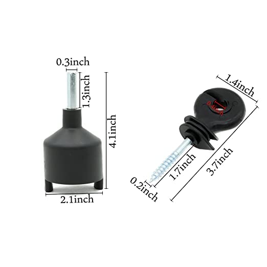 60 Pcs Electric Fence Insulator Screw-in Insulator Fence Ring Post Wood Post Insulator and 1 Pcs Free Insulator Socket Tool(Black)