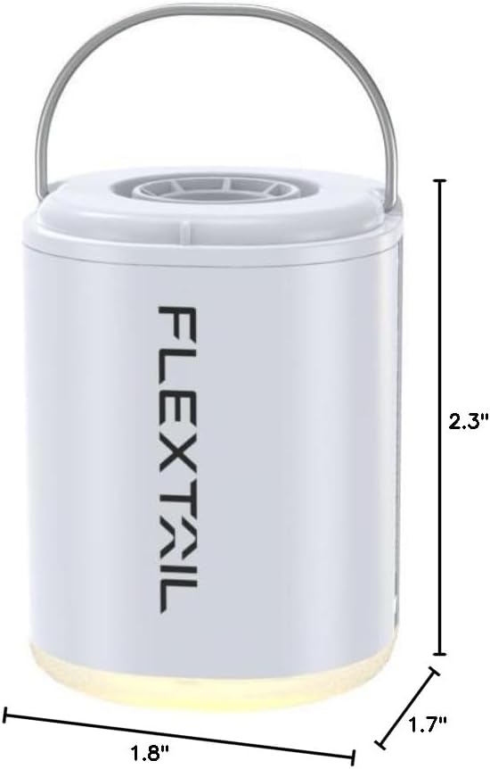 FLEXTAILGEAR Portable Air Pump with Camping Lantern Tiny Pump 2X 4kPa Air Pump for Inflatables Rechargeable Air Mattress Pump with Magnetic Design for Sleeping Pads, Pool Floats, Swimming Rings(White)