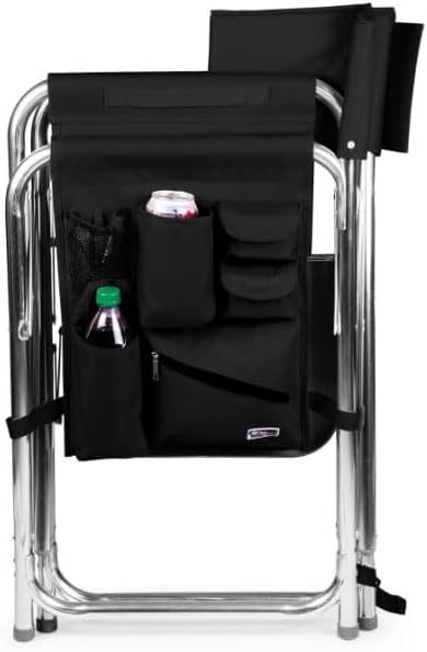 Personalized Embroidered Sports Director Chair with Side Table and Storage Pockets by Picnic Time - Black