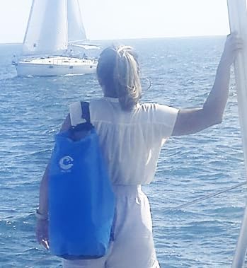 Waterproof dry bag combo for outdoor and waterspors, with large 5.0 Gal (assorted colors) and 0.5 Gal (grey) bags | Ideal for kayaking, boating, hiking, the beach and other outdoor sports (Blue)