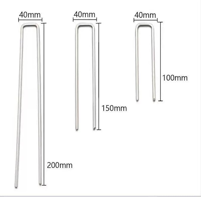 4 inch 20 Pack Silver Galvanized Landscape Staples 8 Gauge Garden Stakes Pins Anti-Rust Ground Stakes U-Shaped Tent Stakes are Used for Weed Barrier, Irrigation Tubing, Yard Lawn, Landscape Fabric