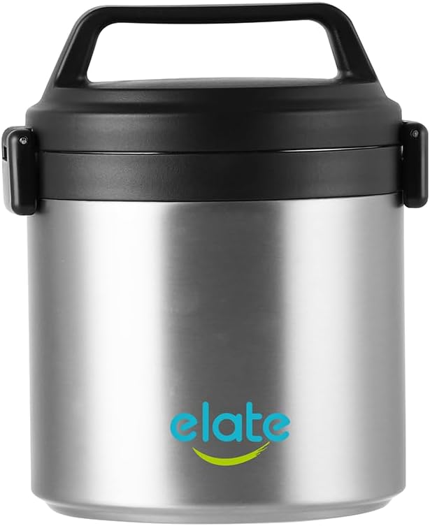 Elate 2-Quart Thermos Food Jar for Hot Food | 64oz Stainless Steel Vacuum-Insulated Camp Crock, Wide-Mouth Thermal Food Container, Portable Lunch Pot for Outdoor, Camping, Picnics, Trips, Potlucks