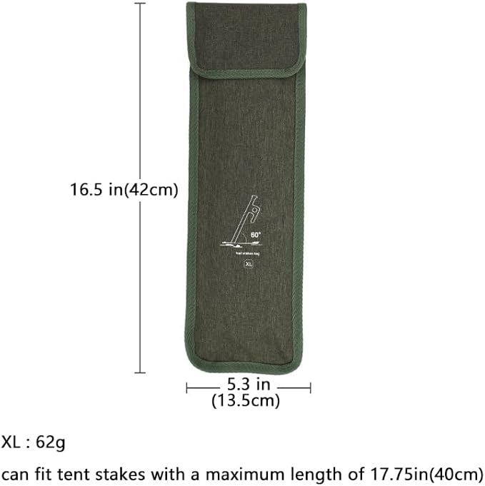 2Pcs Tent Stakes Bags Puncture Resistant Tent Peg Storage Bags Large Capacity Waterproof Nail Pouch for Hiking Camping (2Pcs XL)