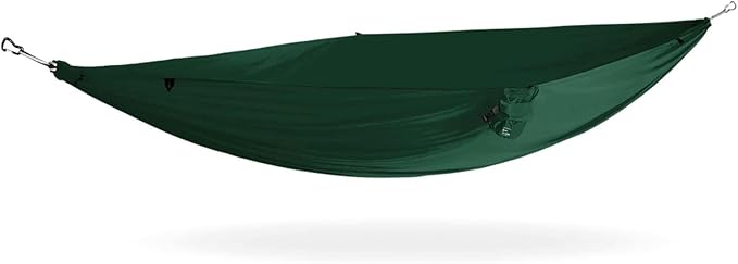 KAMMOK: Roo Single Hammock | Made from Strong & 100% Recycled Water Resistant Ripstop Fabric | Comfortable, Packable, Lightweight (Lifetime Adventure Grade Warranty), Pine Green