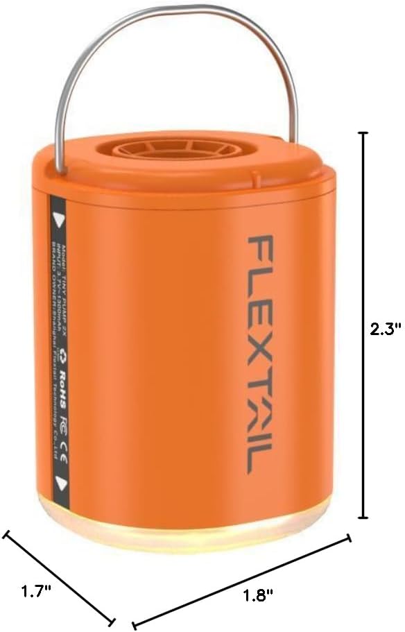FLEXTAILGEAR Portable Air Pump with Camping Lantern Tiny Pump 2X 4kPa Air Pump for Inflatables Rechargeable Air Mattress Pump with Magnetic Design for Sleeping Pads, Pool Floats, Swimming Rings(OG)