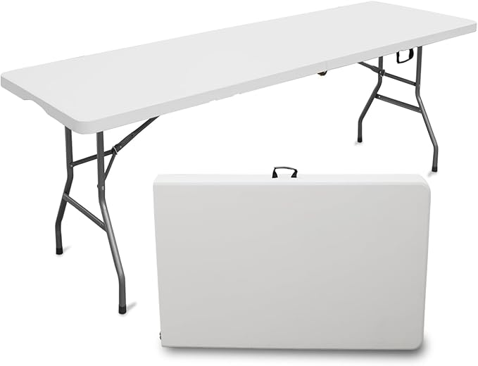 6ft Table, Foldable Table with Foldable, Easy to Carry, for Family Gatherings, Outdoor Gatherings, Indoor