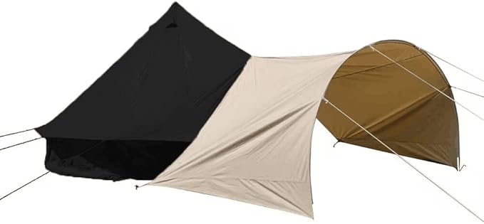 DANCHEL OUTDOOR Waterproof Bell Tent Awning, 4 Season Camping Tarp – Portable Canopy Cover with Poles, Lightweight Glamping Accessories, Rectangle