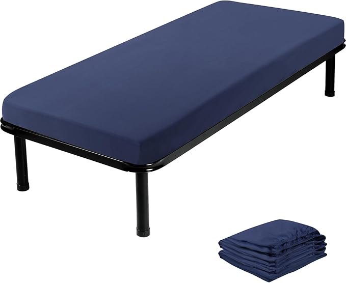 Cot Sheets 31" x 75" Cot Size Sheet Fitted for Narrow Twin Mattress/RVs Bunk/Guest Beds/Army Cots/Trifold Mattress/Travel Size Mattress, Ultra Soft & Breathable Camper RV Bunk Bed Sheets, Navy