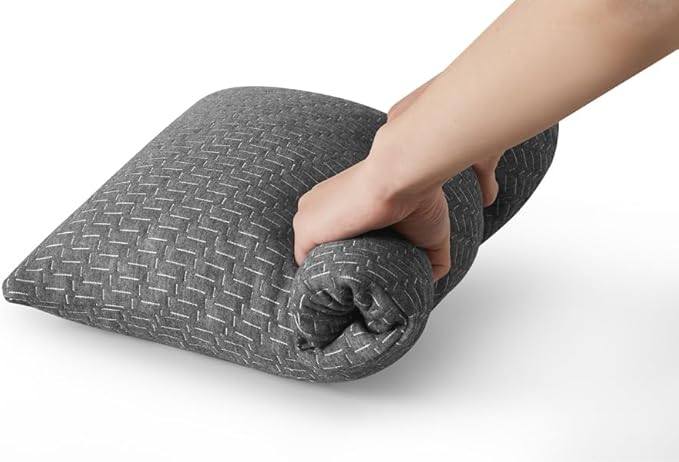 Memory Foam Travel Pillow, Gray, Compressible, Medium Firm with Breathable Pillowcase for Camping, Backpacking, Cars, Planes