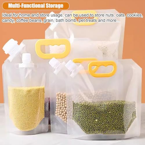【15 Pack】 Food Stora Bags Grain Moisture-Proof Sealed Bags Stand Up Packaging Pouches Lar Reusable Sealed Bag with Handle and Cap BPA Free,16.7"x14"