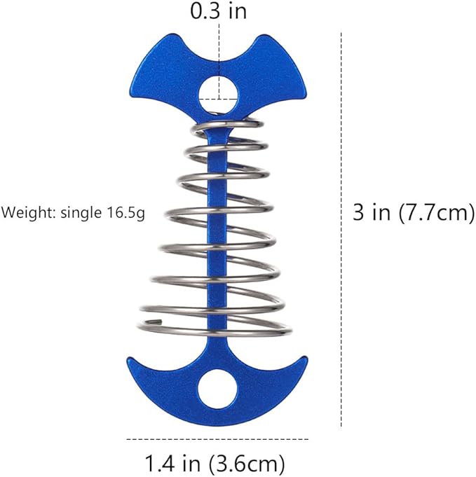 Fishbone Deck Anchor Pegs with Carabiners, Aluminium Tent Stakes with Spring Buckle, Windproof for Outdoor Camping Hiking (10Pcs Black)