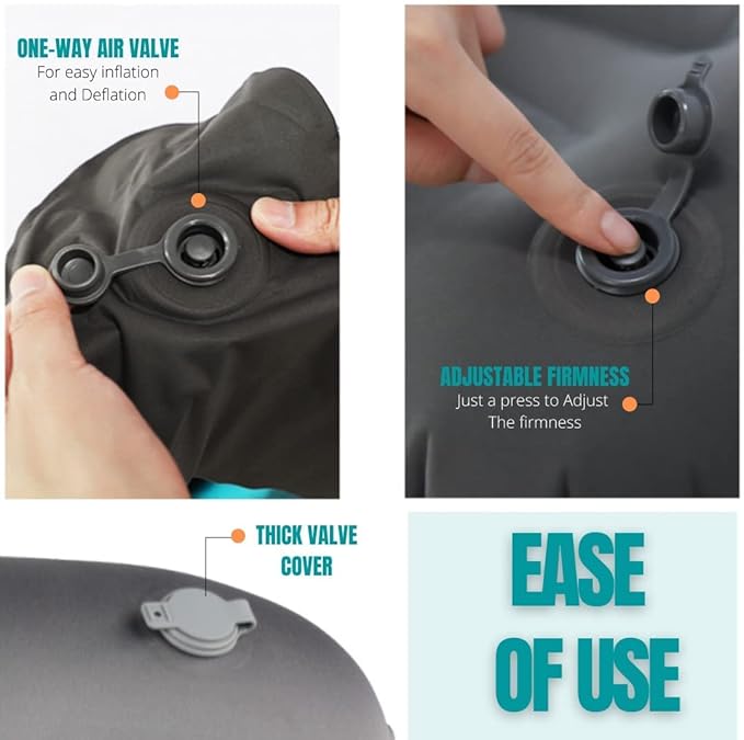 Ultralight Inflatable Camping and Travel Pillows - Compact, Compressible Air Pillow for Neck and Back Support - Pillow for Camping, Hiking and Backpacking - Pack of 2 - Coin Grey