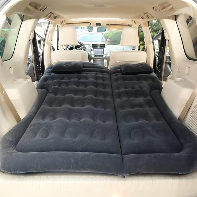 Inflatable SUV Air Mattress Thickened Flocking Inflatable Car Camping Travel Air Mattress with 2 Pillows & Air Pump,Portable Car Sleeping Bed for SUV|MPV|Minivan