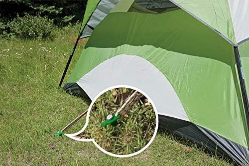 ABCCANOPY 11 Inch Tent Stakes 10 Pcs Non-Rust Metal Ground Anchors, Heavy Duty Spikes with 4 Ropes for Outdoor Camping, Green