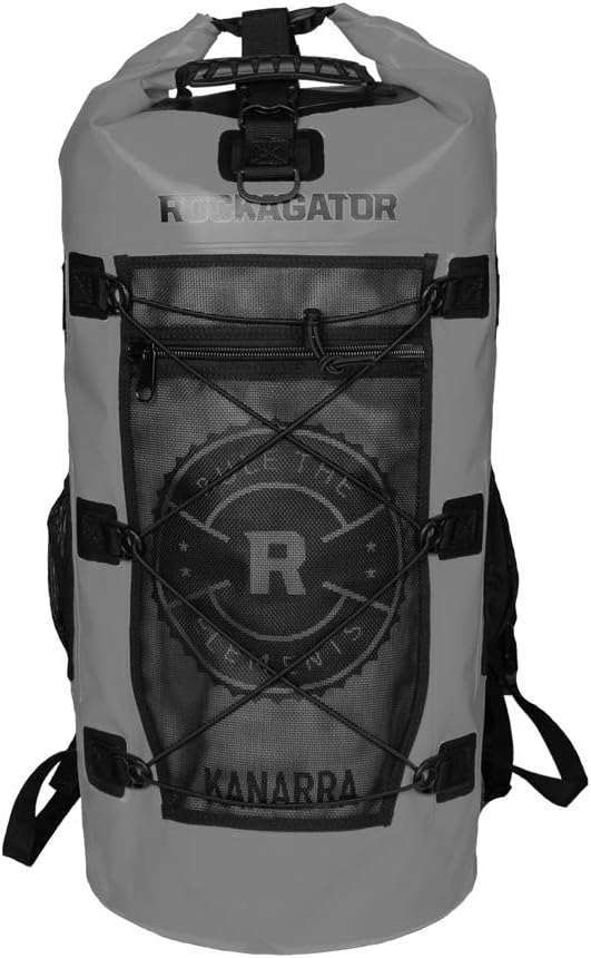 Rockagator Kanarra 90L Waterproof Backpack for Camping, Hiking, Mountaineering, Backpacking, Hunting, Fishing, Canoeing, Outdoor Activities, The Wet Outdoors - Large Capacity, Roll Top Closure, Gray