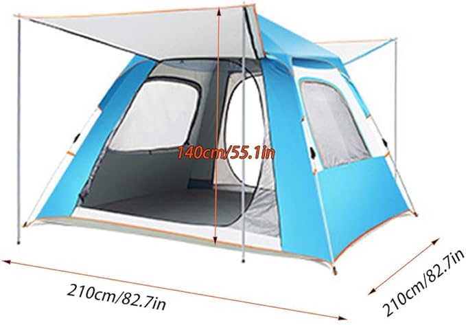 GeRRiT Full Waterproof Holiday Family Tent for 3-4 Persons, Pop Up Tent Waterproof Sun Shade Anti UV for Beach/Hiking/Backpacking/Fishing Instant 4 Season Sun Shelter, Orange