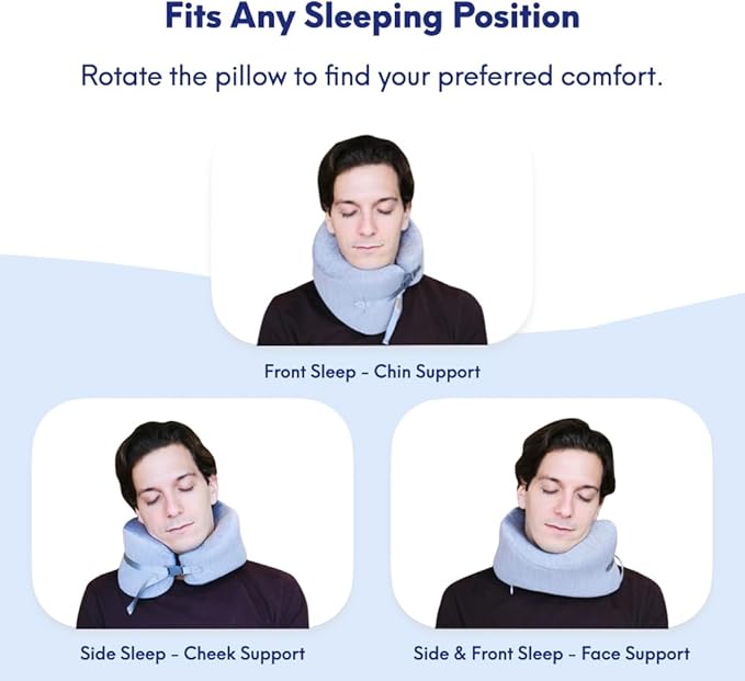 C CUSHION LAB Travel Pillow, Award-Winning Patented Ergonomic Design for Chin & Neck Support Memory Foam Neck Pillow, Compact Airplane Pillow for Traveling, Flight, Car (Dynamic Orange, Large)