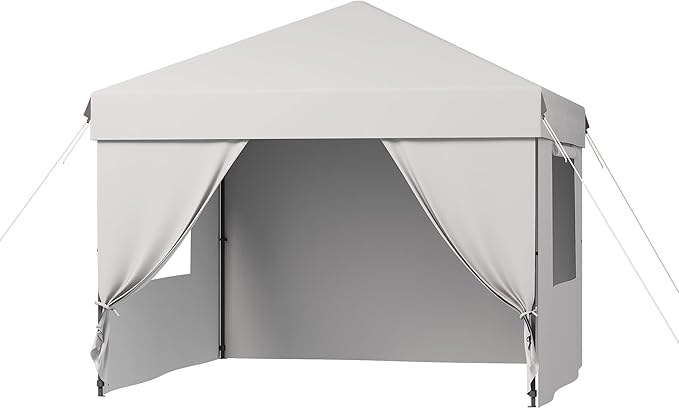 10X10 Pop Up Canopy Tent with 4 Sidewalls, Heavy Duty Commercial Instant Shelter, One-Person Quick Setup Outdoor Party Tent, Water-Resistant & Portable for Outdoor Events, Camping, White