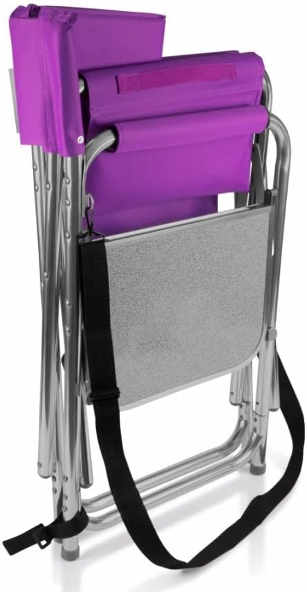 Personalized Embroidered Sports Director Chair with Side Table and Storage Pockets by Picnic Time - Purple