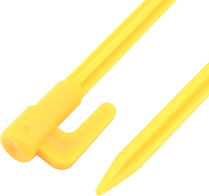 20pcs Heavy Duty Plastic Landscape Edging Stakes Plant Support Lawn Stake Durable Tent Pegs Spike Hook for Outdoor Activities Garden Camping Yellow