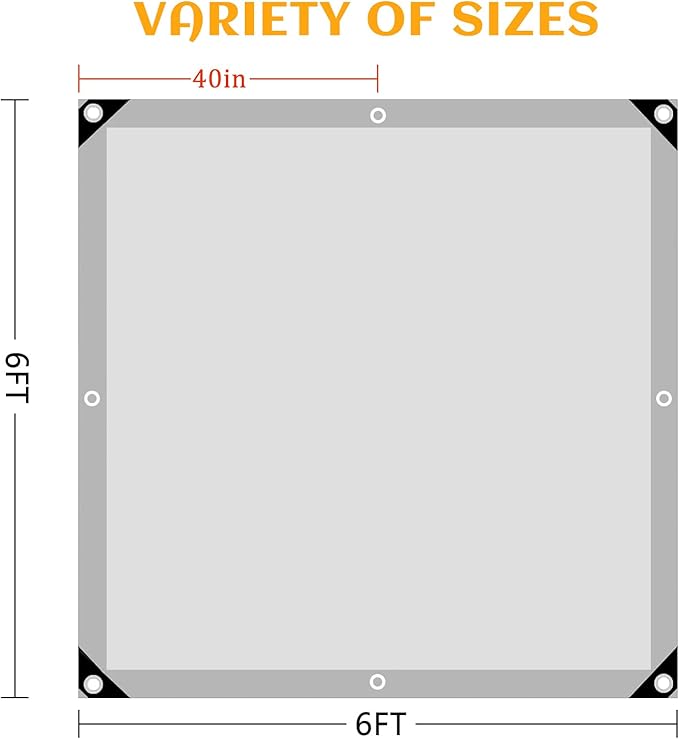 Tarps Heavy Duty Waterproof, 12 Mil Silver Heavy Duty Tarps with Grommets Reinforced Edges, UV Resistant, Tear&Fade Resistant, Small Cover Waterproof for Outdoors, 6 * 6FT