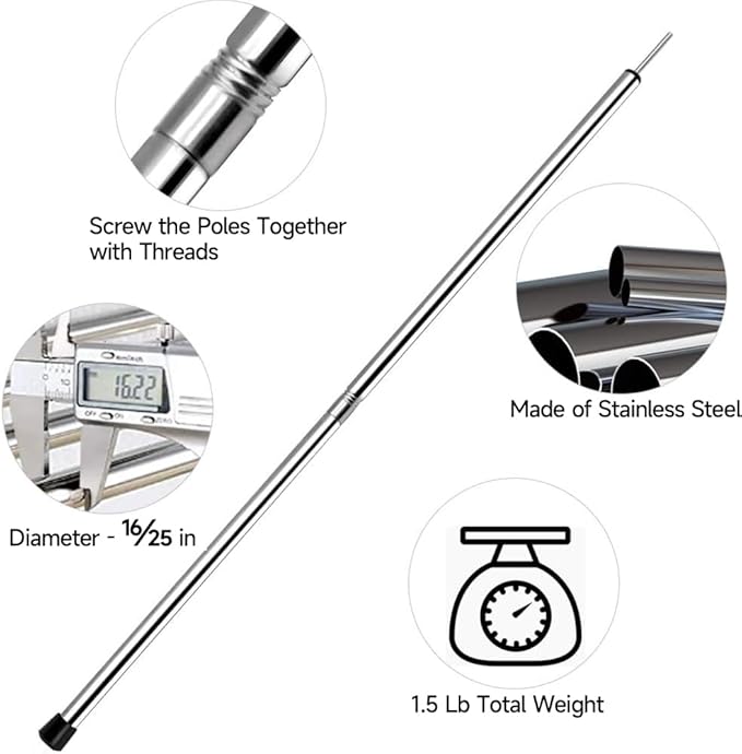 SANLIKE Tent Poles for Tarp, 6.6' Tarp Poles Set of 2, Tent Poles Replacement, Telescoping Pole, Canopy Poles, Camping Poles for Rooftop Tents, Trekking Pole Tent for Trailor, Rain Fly, Camper, Awning