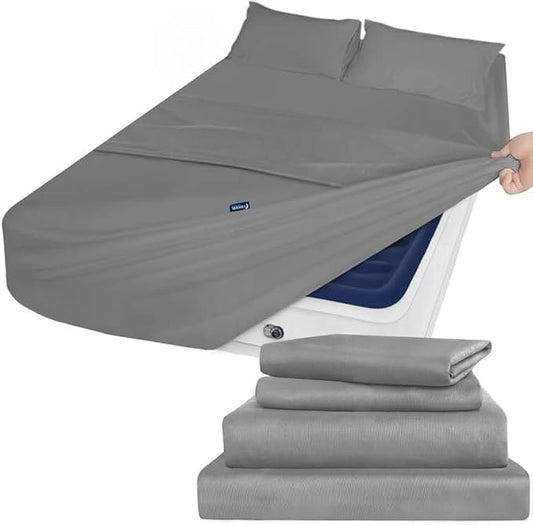 Deep Pocket Twin XL Sheet Sets - Extra Long Twin Sheets - Dorm Room Essentials - 4 Piece Bed Sheets Fade Resistant Fits 16in to 24in Pillow Top Air Mattress - Grey
