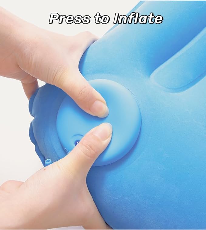 2 Pack Inflatable Camping Pillow – Ultralight Travel & Beach Air Pillow for Neck & Lumbar Support, Press-to-Inflate Design, Compact for Hiking, Backpacking & Outdoor Adventures – Blue