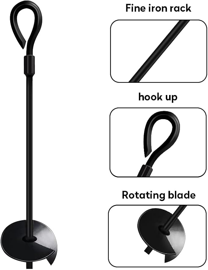 MIXXIDEA Dual-Purpose Ground Anchor 15 Inch 8 Pack Heavy Duty for High Winds Metal Ground Stakes Dog Tie Out Stake Screw Anchors Drill for Tents, Canopies, Swing Sets, Sheds, Trampoline