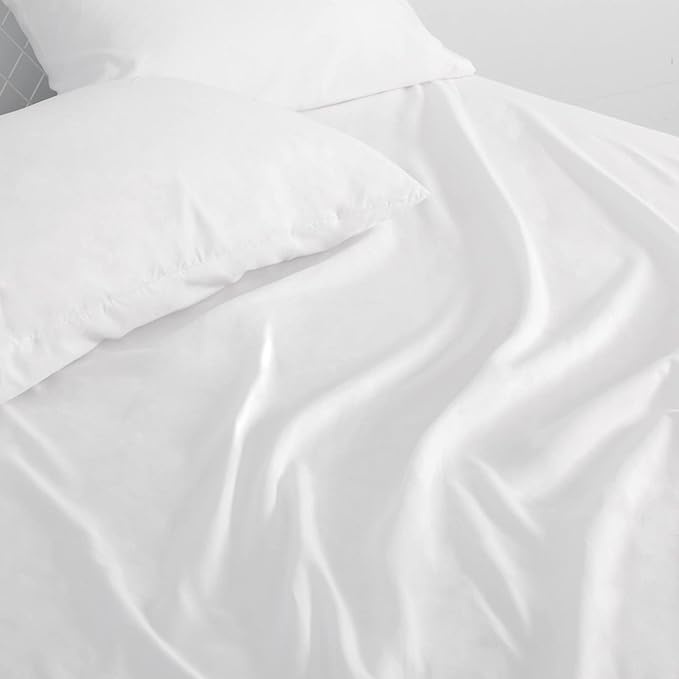 Extra Deep Pocket Air Mattress White Sheets Twin Size - 3Pcs Side Storage Pocket Fitted Sheet & Pillowcase Twin Deep Pocket Sheet Sets Easily Fits for Kids 16in to 24in Pillow Top Air Bed