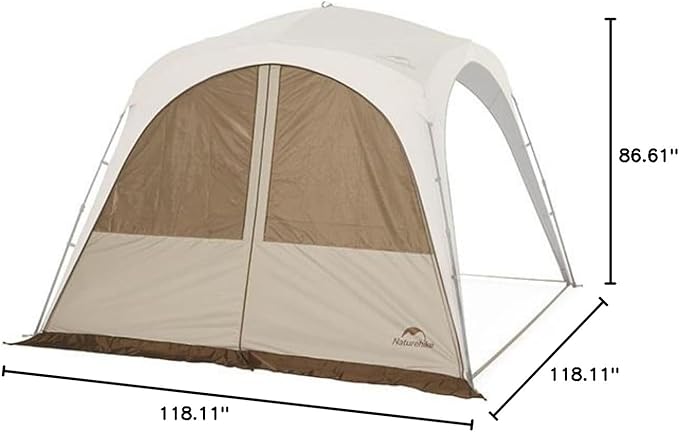 Naturehike Quarter/Hexagonal Camping Tent Canopy Sun Shade,Outdoor Tent for Camping,Fishing,Picnics, Canopy Available with Ground Cloth,Door Curtains,Tent Connector(Door Curtain, Large)