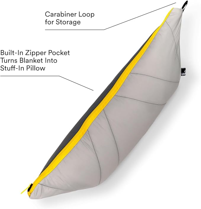 Veer Adventure Blanket - 100% Down Alternative Insulated Outdoor Puffy Blanket for Camping, Beach, Sports/Stadiums, Picnics, or Travel - Built-in Hand Pockets and Zipper Pillow Pocket - Child Size