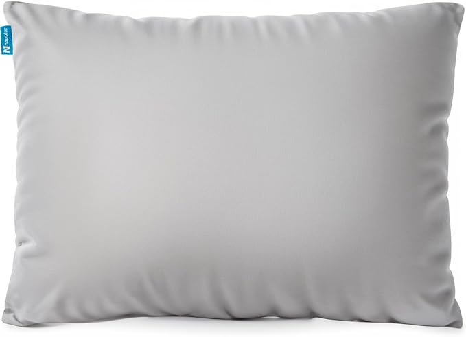 Gray Small Shredded Memory Foam Pillow for Travel and Camping - Compressible Medium Firm Bed Pillow, Breathable Cover, Machine Washable, Backpacking, Airplane and Car