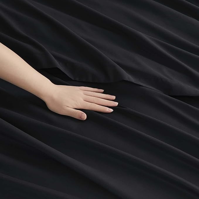 Clara Clark Queen Sheets, 6 Piece Set - Hotel Luxury Sheets for Queen Size Bed, Super Soft Bedding Set, Black