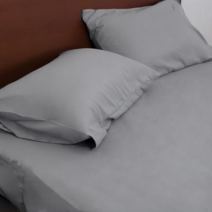 Deep Pocket King Sheet Set for Air Mattress - Extra Deep Pocket King Bed Sheet Set - 3Pcs Side Storage Pocket Fitted Sheet & Pillowcases Easily Fits 16in to 24in Pillow Top Air Bed Mattress(Grey)