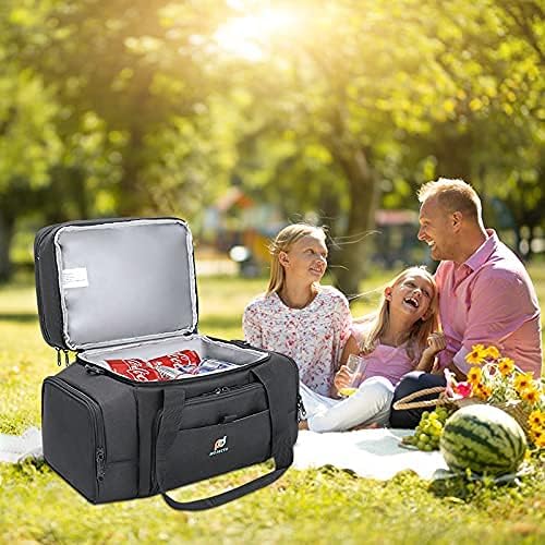 MOJECTO Cooler Lunch Bag. Dual Insulated Compartments, Heavy Duty Fabric, Thick Foam Insulation, Smooth Double Zipper, Padded Straps.