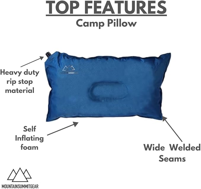 MOUNTAIN SUMMIT GEAR Inflatable Camp Pillow (Travel and Camping Pillow by Caddis Sports)