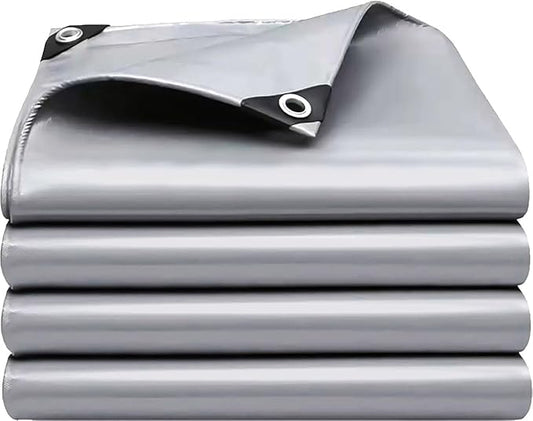Tarps Heavy Duty Waterproof 10x12 FT,Sliver 12 Mil Large Tarps with Grommets and Reinforced Edges,UV Resistant,Tear&Fade Resistant,Finished Size Cover for Outdoors Patio,Pool,Boat,Roof,Camping,10*12FT