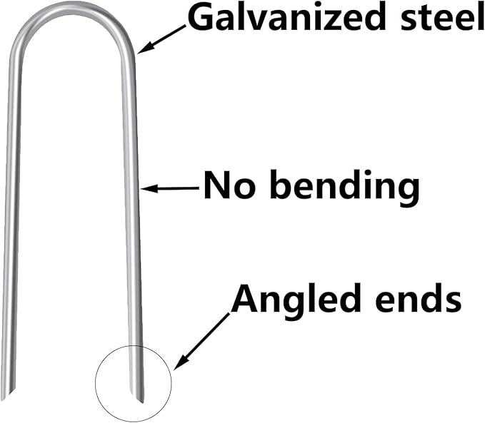 10inch Trampoline Stakes Heavy Duty Trampoline Parts Wind Stakes U Type 8pcs Ground Anchors High Wind Galvanized Steel Stakes for Trampoline Camping Tent Garden (Silver)