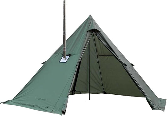 Hot Tent with Stove Jack and Snow Skirt, 6.89~8.53ft Standing Room, 2~5 Person, Tipi Tent for Family Hiking, Fishing, Hunting, Backpacking Camping