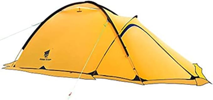 Portable 2 Person 4 Season Tent Waterproof Backpacking Tent Double Layer All Weather for Camping Hiking Travel Climbing Mountaineering - Easy Set Up (Color : Yellow, Size : Large)