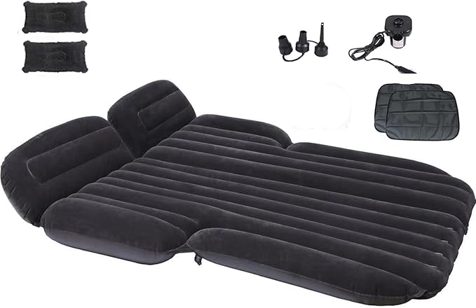 Inflatable SUV Air Mattress Thickened Flocking Inflatable Car Camping Travel Air Mattress with 2 Pillows & Air Pump,Portable Car Sleeping Bed for SUV|MPV|Minivan