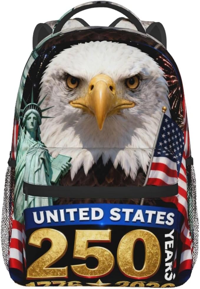 Rucksacks Lightweight Multipurpose Anti-Theft USA 250th Anniversary America Patriotic Art Shoulder Bag Big Capacity Traveling Camping Backpack With Side Pockets