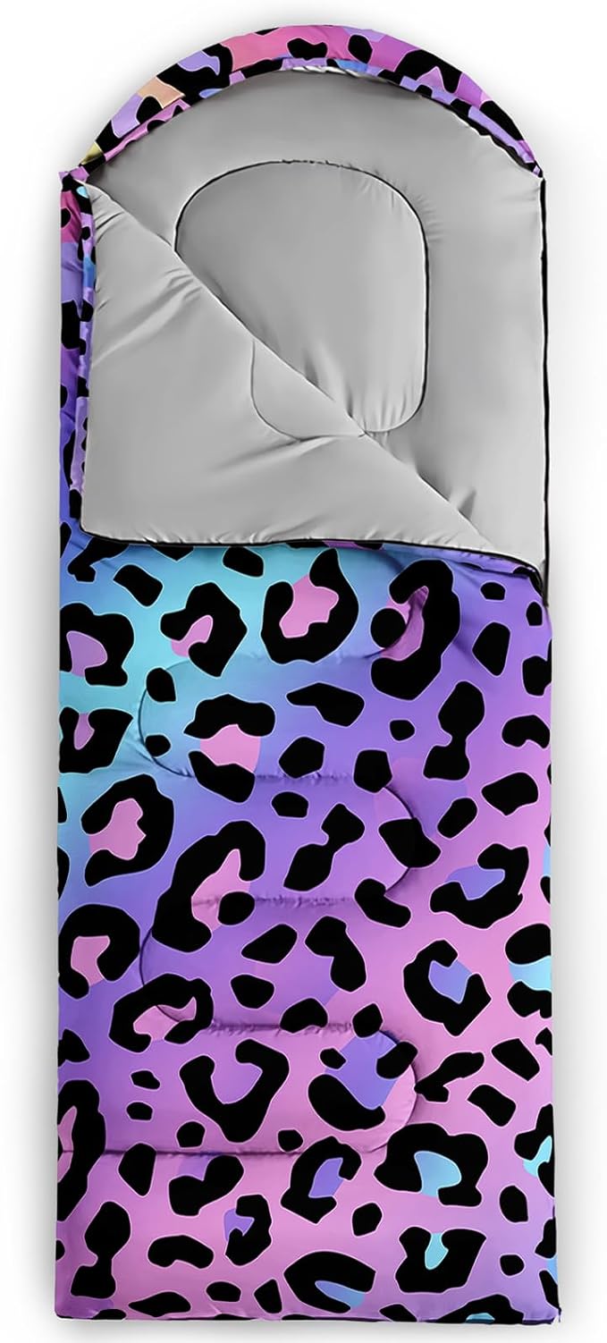 Sleeping Bags for Adults and Kids,3D Printing Camping Sleeping Bag for Girls Boys Lightweight Waterproof Cold/Warm 3-Season,Outdoor Travel with Compression Bags