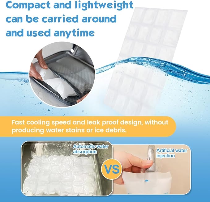 Reusable Ice Packs & Dry Ice Sheets for Coolers, Shipping - Long-Lasting Freezer Packs for Frozen Food, Lunch Bags, Coolers & Freezers - Flexible Ice Blankets, Mats, Cut-to-Size Cube Design