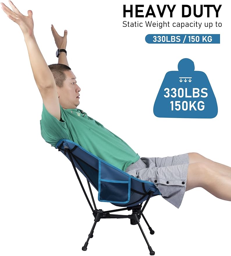 WildCall Lightweight Folding Camping Chair Compact Beach Chair with Anti-Sinking Large Feet